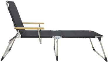 Preview: FIAM® Liegestuhl AMIGO 40+ Schwarz mit Armlehnen/Eschenholz